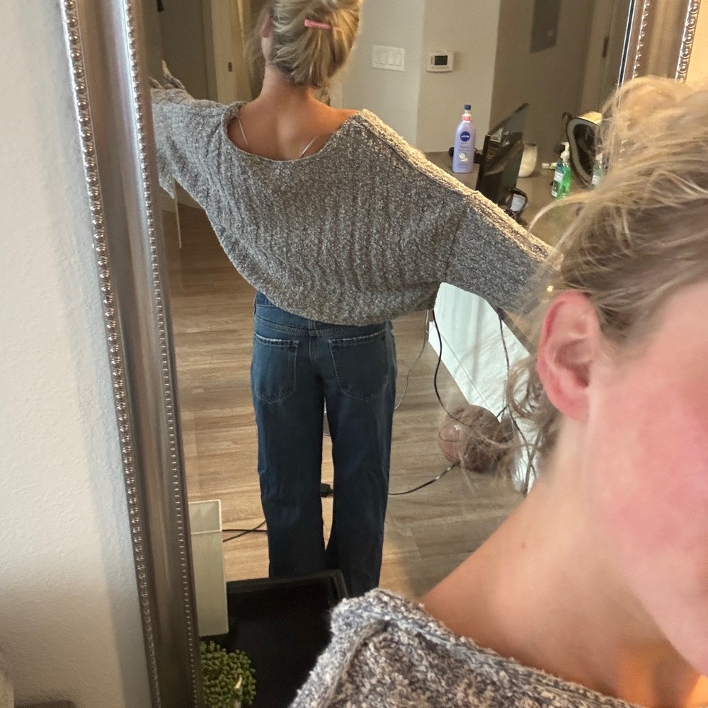 Free People Gray Off-the-Shoulder Sweater - Picture 4 of 6